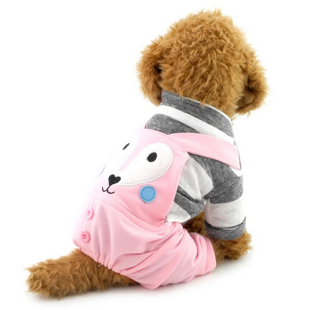 Buy 2017 Small Dog Stripe Outfits Pet Cotton Clothes Doggie Jumpsuit Puppy