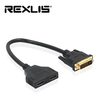 

REXLIS DVI 24+1 Splitter Cable 1 Male To Dual HDMI 2 Female Y Splitter Adapter in HDTV LCD DVI-D HDMI conversion 1080p 0.3M
