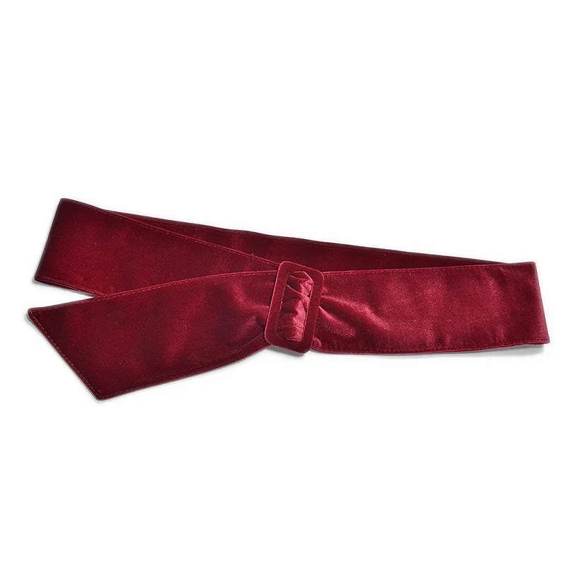 Роскошные зимние мягкой замши бархатные широкие пояса для Для женщин розовый красные, черные Harajuku ремень квадратные пряжки высокий пояс