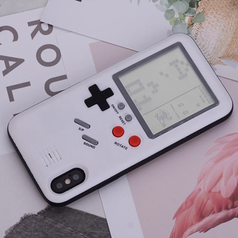 Game Case Tetris Phone Cases for iPhone X Shell TPU Silicone Protective Cover Retro Gameboy for iPhone X Case With Holder