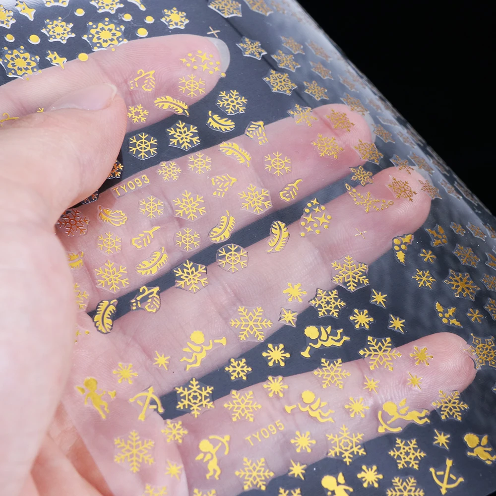 36 шт. украшения для ногтей блестящая Снежинка наклейка для ногтей слайдер Золотой Серебряный Белый 3D DIY Рождественский набор наклеек CHTY/SMY