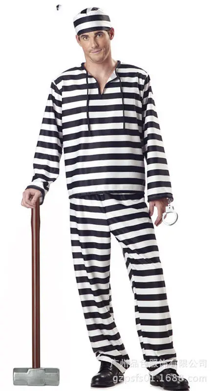 Костюм заключенного костюм карнавальный Хэллоуин Для мужчин Для женщин ...