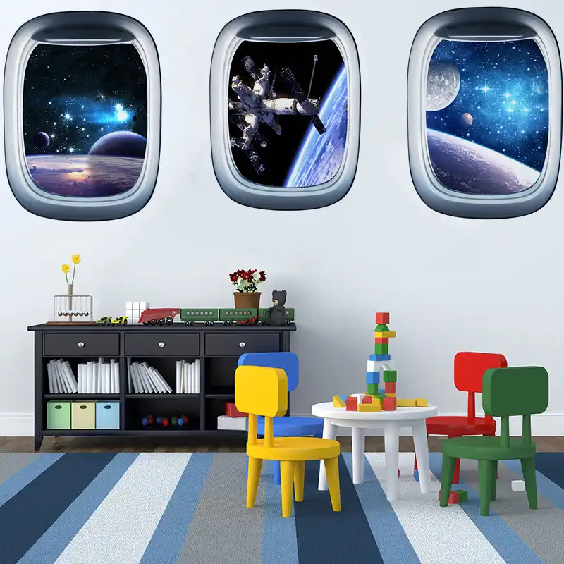3d Universe Black Hole Outer Space Planets Wall Stickers Cosmic Galaxy Decal For Kids Room Bedroom Ceiling Decor Wall Stickers Aliexpress