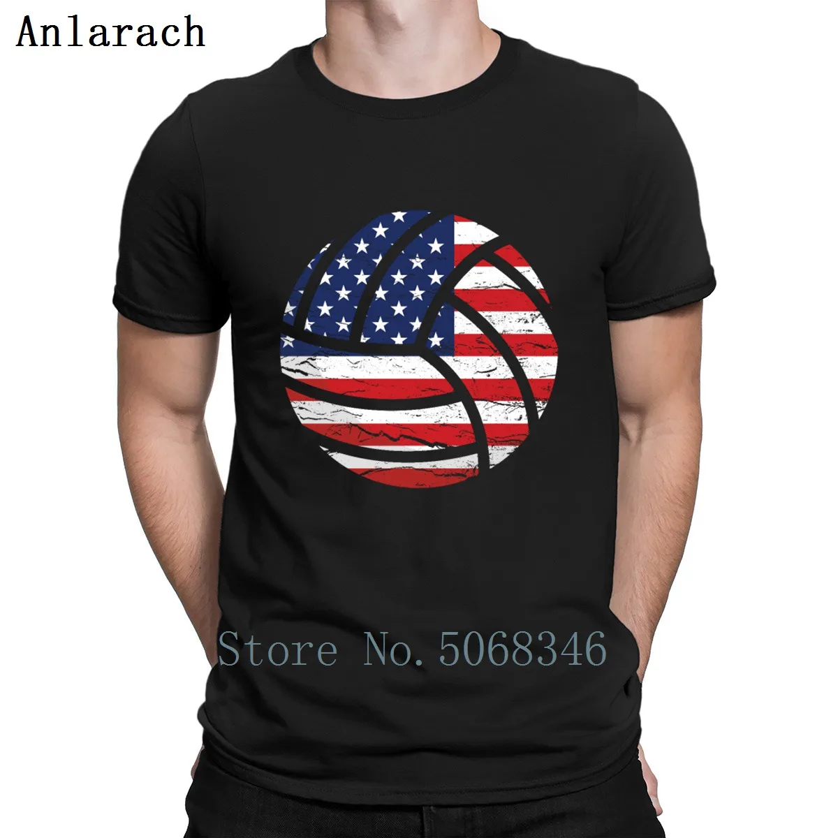 Volleyball American Flag Usa Patriotic Apparel T Shirt Building Summer Homme Customize Plus Size 3xl Fitness Cotton Shirt