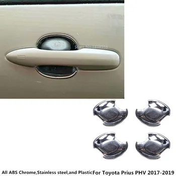 

For Toyota Prius PHV 2017 2018 2019 car sticker cover protection garnish detector trim ABS chrome external door Bowl frame 4pcs
