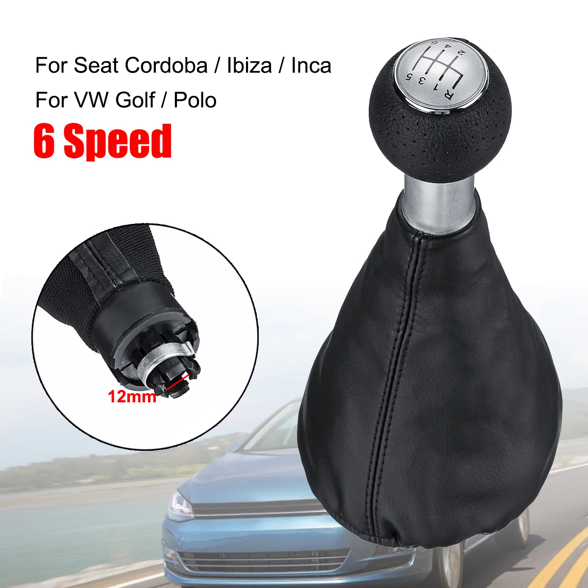 6 Speed Manual Car Gear Shift Knob Boot Gaiter Shifter Lever Stick For