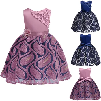

Summer New Fashion Floral Baby Girls Princess Bridesmaid Pageant Gown Birthday Party Wedding Dress Wholesale Free Ship Z4