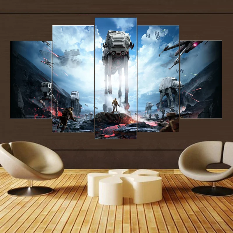 5 Panel set Star War  Movie Landscape Canvas Deco Painting  