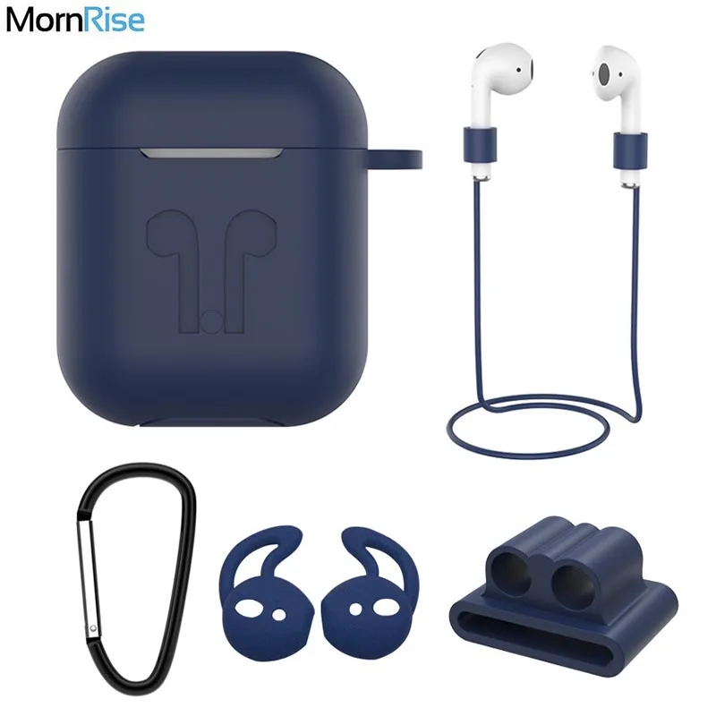 Silicone Cover For Apple Airpods Air Pods 2 1 i60 i80 TWS Charging Case Anti-lost Straps Earphone Protector Watch Band Holder