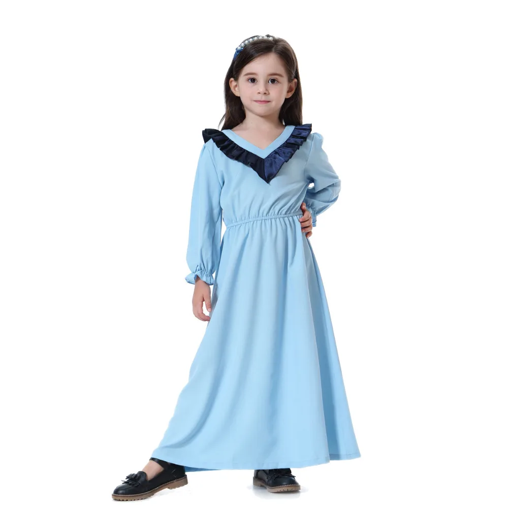 Мусульманских детей Абаи милые детские длинные платья макси-платья для девочек халат кимоно Jubah Рамадан Ближний Восток Арабский исламский