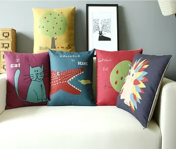 

Wholesale! Wind Childlike Animal cartoon cushion Linen pillow cushion Car sofa cushions 45cm*45cm