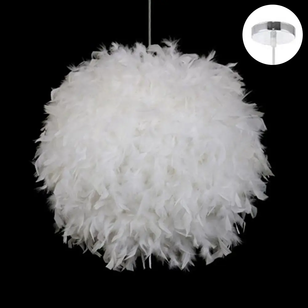 

E27 Pendant Metal Base Ceiling Light Romantic Bedroom Modern Dining Room Chandelier Nordic Style Living Room Feather Lampshade