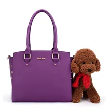 Pet Dog модные однотонные ПУ сумки дышащие люверсы уличная переноска для поездок сумки с ручками для маленьких собак кошек PB762