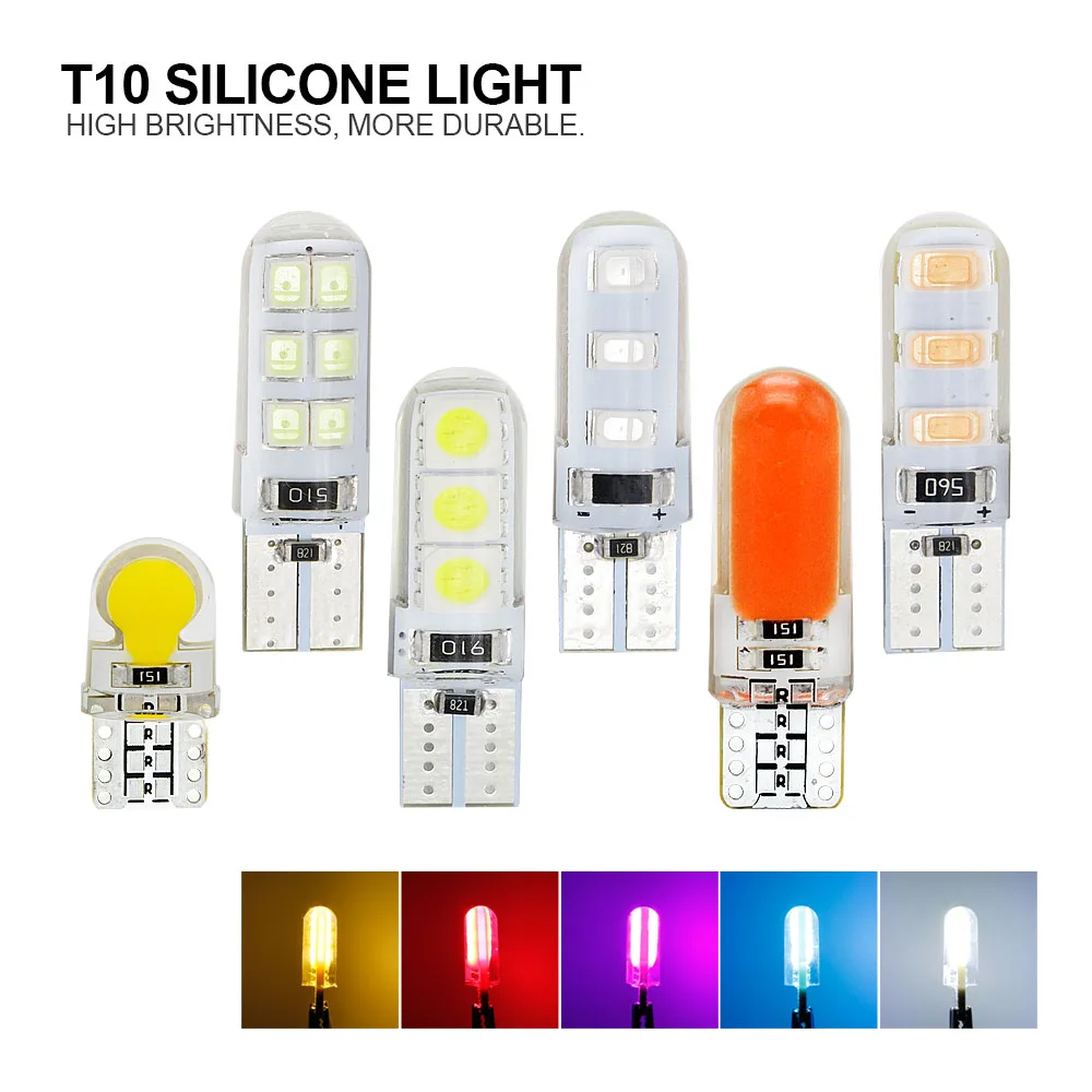 

ANBLUB 1pcs 12V T10 W5W COB LED car turn signal lamp clearance light auto license plate bulb 5050 2835 5730 SMD car styling