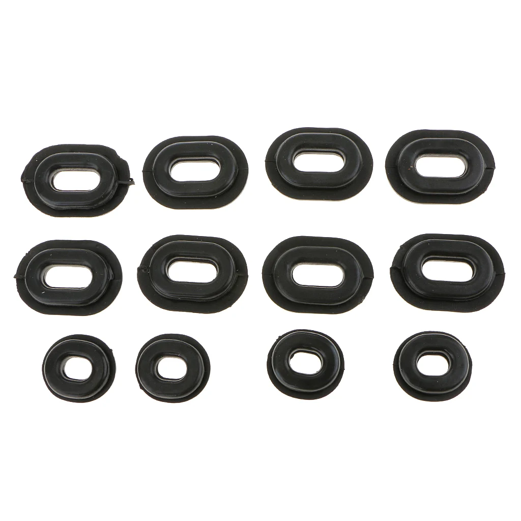 Dovewill 12-in-1 Black Rubber Side Cover Grommets For Motorcycle Car CG125 Covers & Ornamental Mouldings 