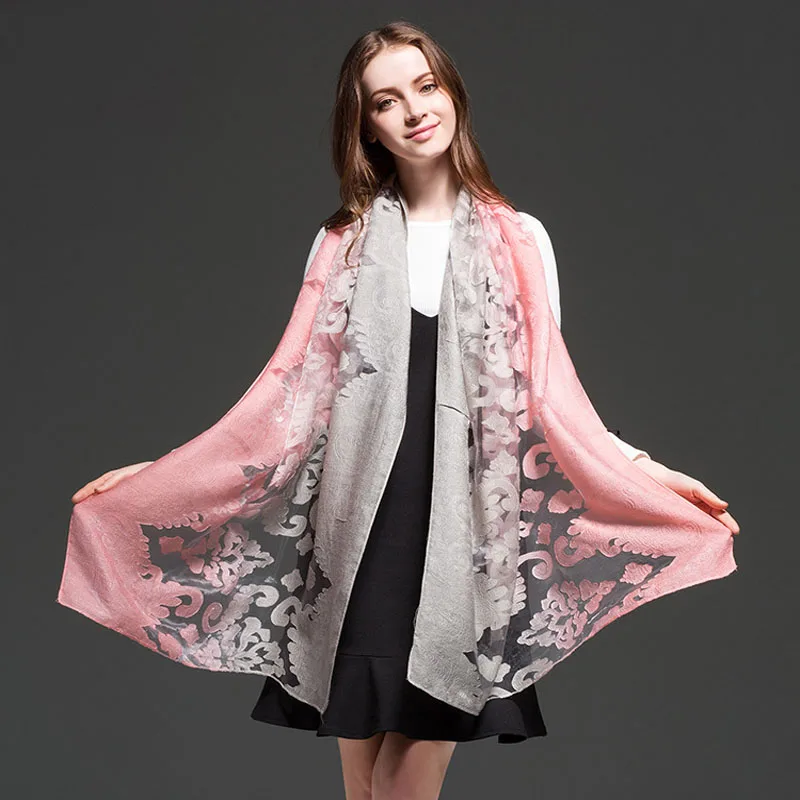 Summer New Organza shadow Double Colors Hollow Lace Long Scarves Sunscreen Beach Scarfs All-Match Muffler Muslim Hijab Bufandas |