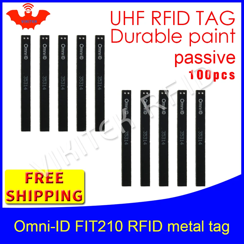 UHF RFID metal tag omni-ID Fit210 915m 868mhz Alien H3 EPC 100pcs free shipping durable paint long and thin passive RFID tags fit id 1050x2