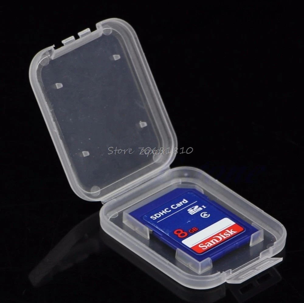 10Pcs SD SDHC Memory Card Case Holder Protector Transparent Plastic Box Storage Z09 Drop ship