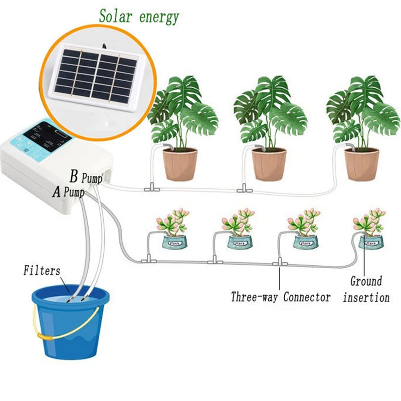 Новейшее интеллектуальное садовое автоматическое устройство орошения солнечной энергии зарядки горшечных растений капельного орошения водяной насос таймер системы