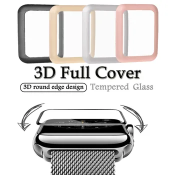 

Tempered Glass Plating for Apple Watch 38mm 42mm Full Coverage Screen Protector 3D Curved black gold rosegold silver Edge