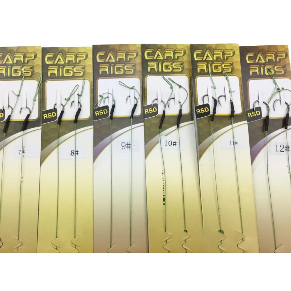 8 Pcs/4Pack Carp Fishing Hook Link Ready Made Hair Combi Rig Teflon Hook Ready Tied 7/8 /9/ 10 /11/12 #