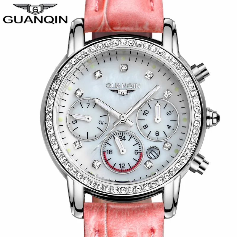 Relogio feminino GUANQIN часы женские роскошные брендовые светящиеся часы с датой дамские модные повседневные кварцевые часы с кожаным ремешком