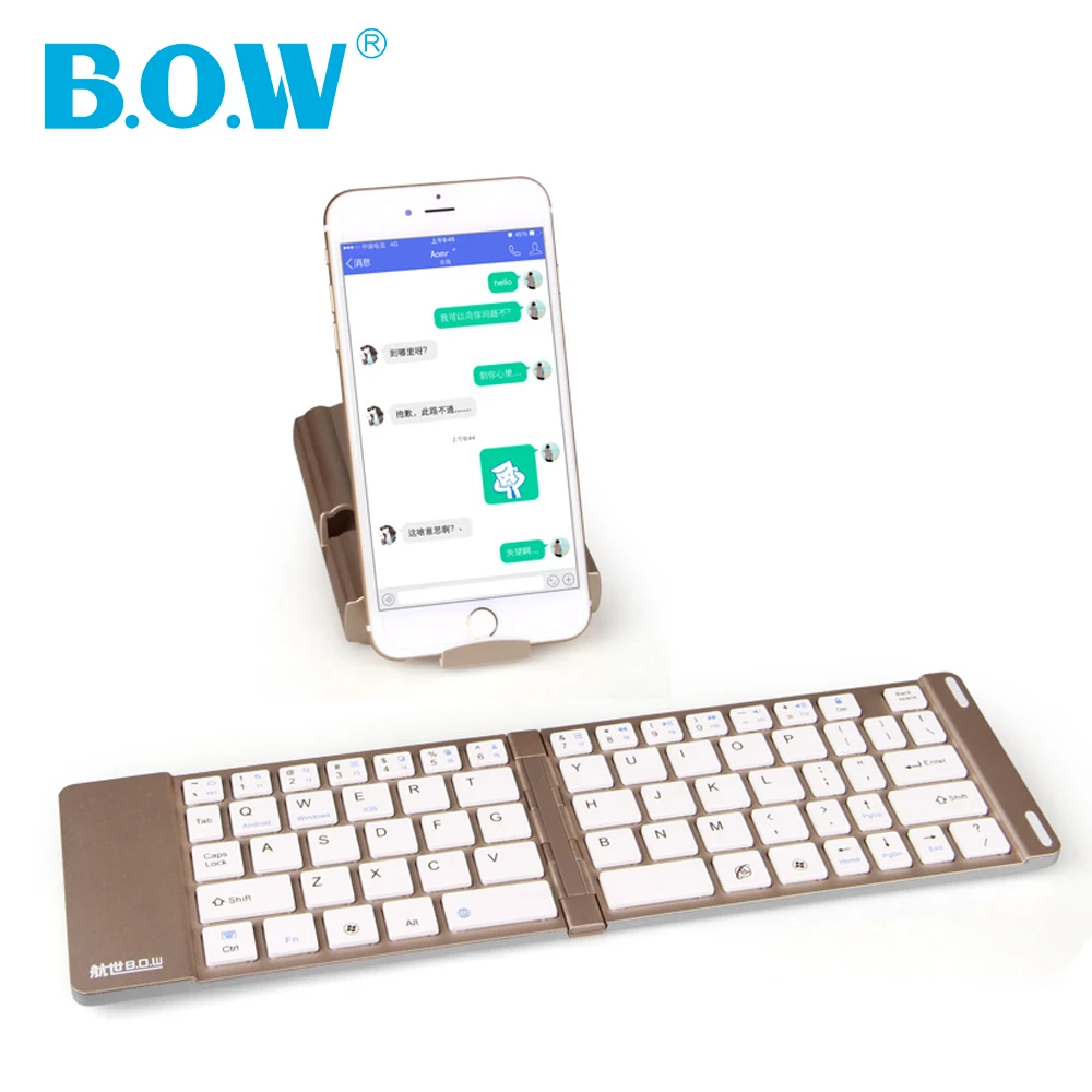 B. o. w легкий и портативный сложенный Bluetooth клавиатура, Алюминиевый металлический беспроводной мини-клавиатура чехол для планшета/iPad/iPhone 8 7