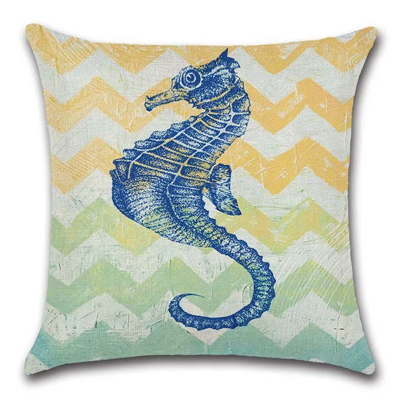 

Ocean Theme Series Pillow Case Marine Life Starfish Coral Scallop Pillowcases Linen Cushion Cover Summer For Home Decor