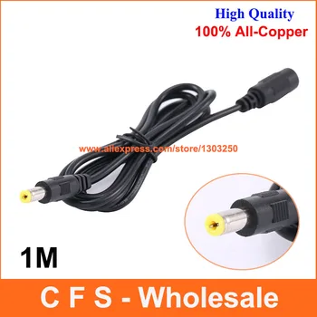 

100pcs Power supply DC 5.5 x 2.1mm Female to Male Plug Cable adapter extension cord 1M 1 meter 3.4FT Free shipping