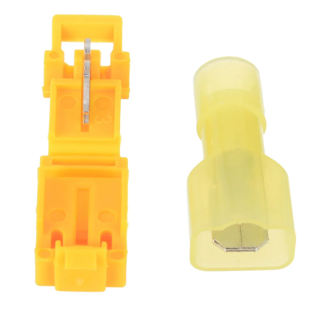 5/50 Pairs Spade & Lock Quick Splice Wire Connector Set Snap Fast Easy Lock Electrical Cable Crimp Terminal Set Red/Blue/Yellow