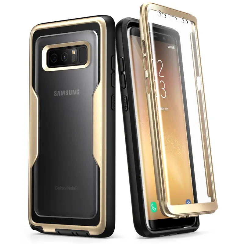 For Samsung Galaxy Note 8 Case i-Blason Magma Heavy Duty Shock Reduction Bumper Cover with Built-in Screen Protector& Belt Clip - Цвет: Gold