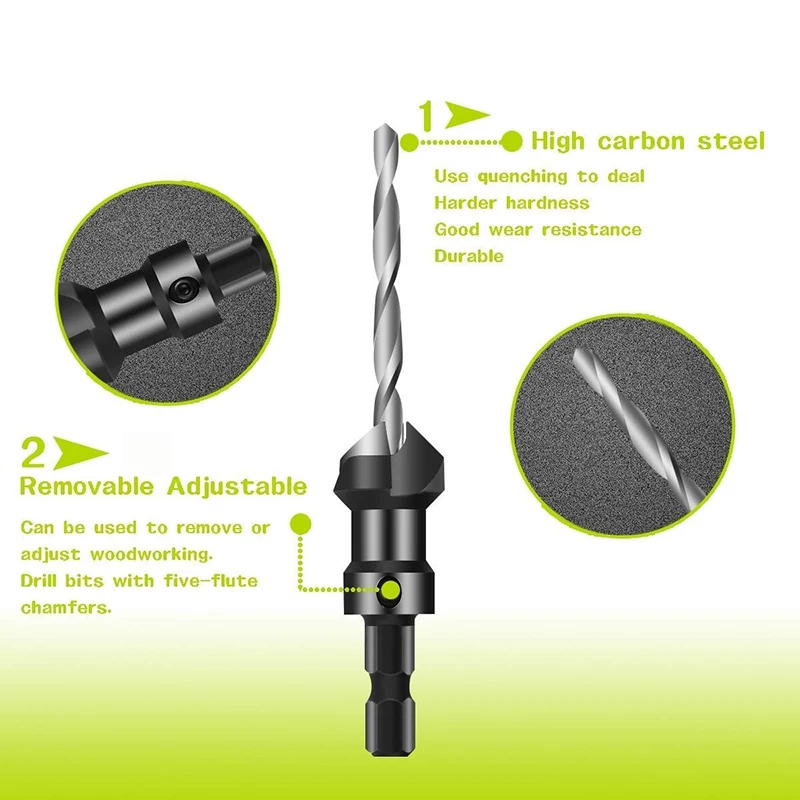 4PCS Countersink Drill Bit Set Wood Drill Set woodworking drill bits set