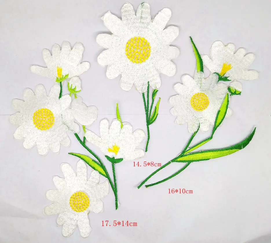

MIX3PCS daisy flower butterfly iron on patches Applique for Clothing Fabric Sticker Sewing Embroidered Patch clothes Accessory