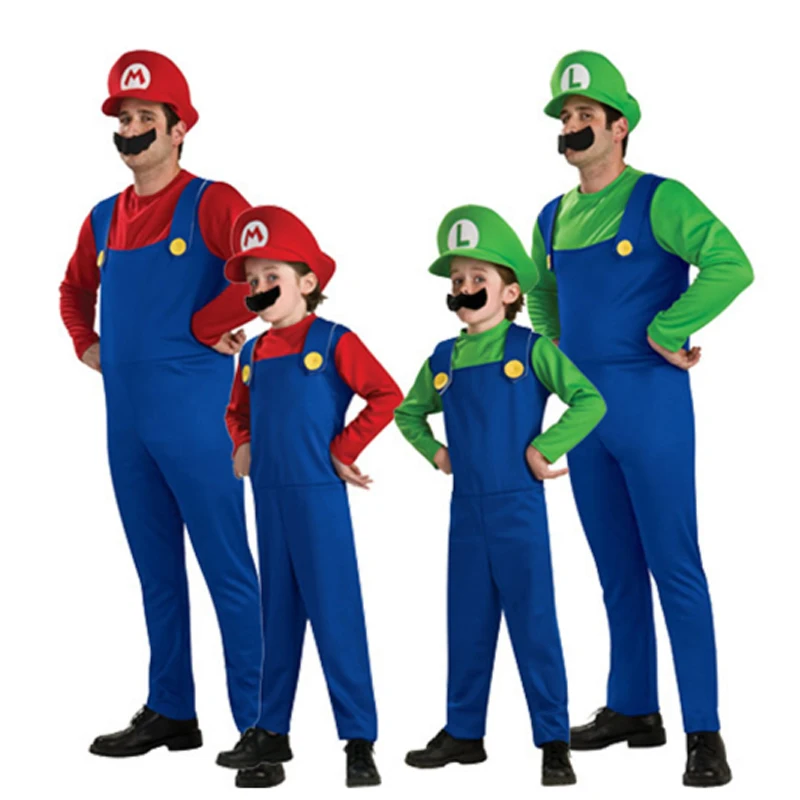 

Kids Boys Girls Super Mario Brothers Costumes Plumber Fancy Dress Up Formal Cosplay for Kids Halloween Party Wear