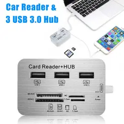 Алюминий 3 Порты и разъёмы USB 3,0 хаб с MS SD M2 TF Card Reader Портативный для ноутбука SL @ 88