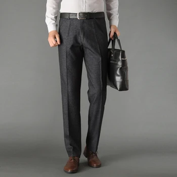 

New Autumn Winter Formal Middle-ag Suit Pants Men For Father Fit Casual Business Straight Dress Trouser