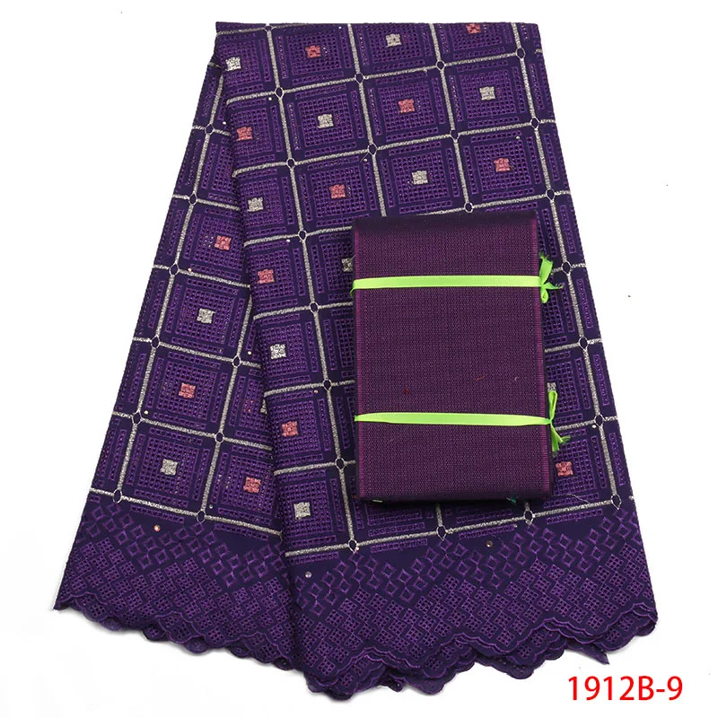 

Best selling African Cotton Lace Fabric For Wedding 2018 Beautiful Embroidered Swiss voile lace Fabrics With Aso Oke AMY1912B-2
