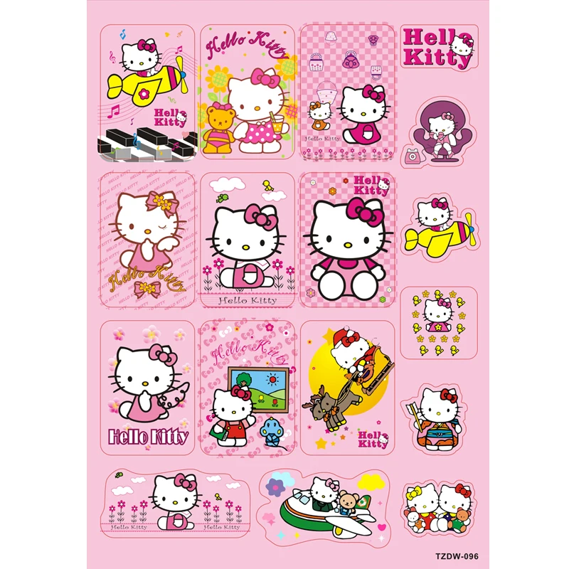 

NEW 17pcs/lot lovely cartoon Pink Hello Kitty DIY Stickers for Suitcase notebook computer Waterproof sunscreen PVC toy decals