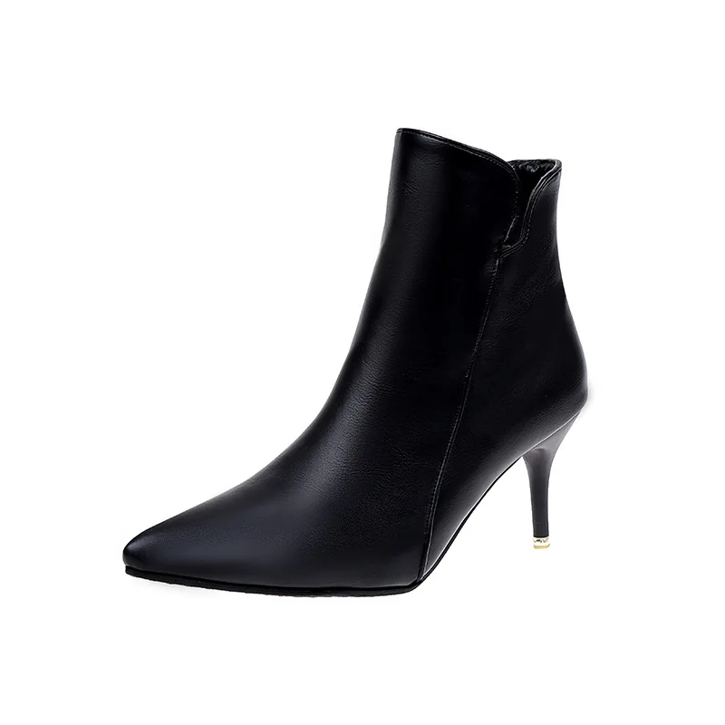 

2018 autumn high-heeled fashion Korean version of the large size stiletto side zipper was thin wild single shoes black ljj 1115
