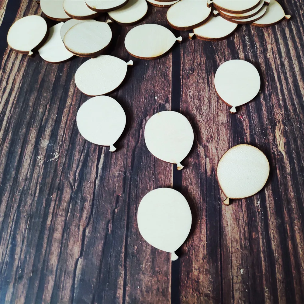 

50pcs Wooden Balloon Shape Craft Embellishments Scrapbooking Decoration Gift Decoupage Small Wood Confetti Guest Book
