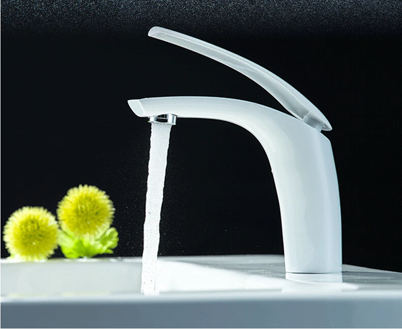 ФОТО New arrival high quality white and chrome single lever brief bathroom sink faucet basin faucet,sink mixer