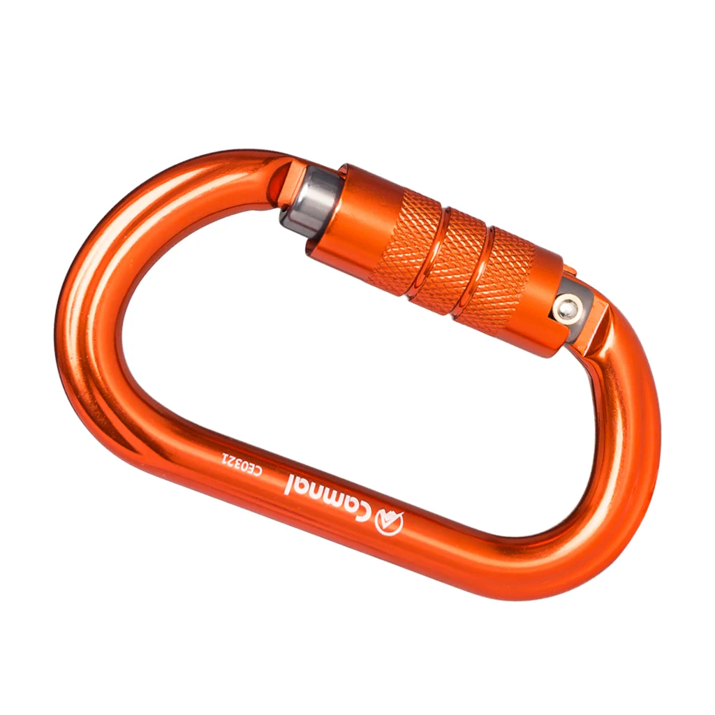 Perfeclan Rock Screw Gate Auto Locking Carabiner Climbing Safety D Type Hook Aluminum Auto Lock Screwgate D Carabiner
