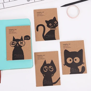 

Kraft Paper Black Cat Notebook Vintage Notepad Copybook Daily Memos Kraft Cover Journal Note Books Office Stationery