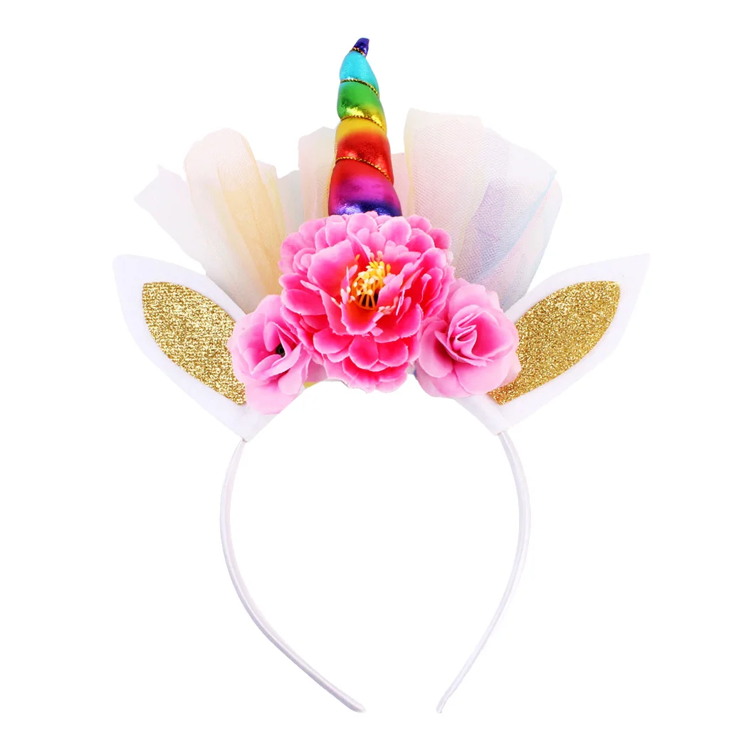 Cute Unicorn Kids Girls Children Headwear Hair Hoop Hair Clips for Birthday Party Photo Prop Stage Show Hair Accessories