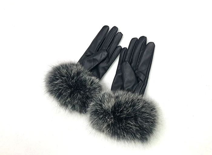 Женские перчатки с мехом енота, манжеты, перчатки из шеврета, утепленные зимние теплые женские меховые Элегантные перчатки, перчатки для рук
