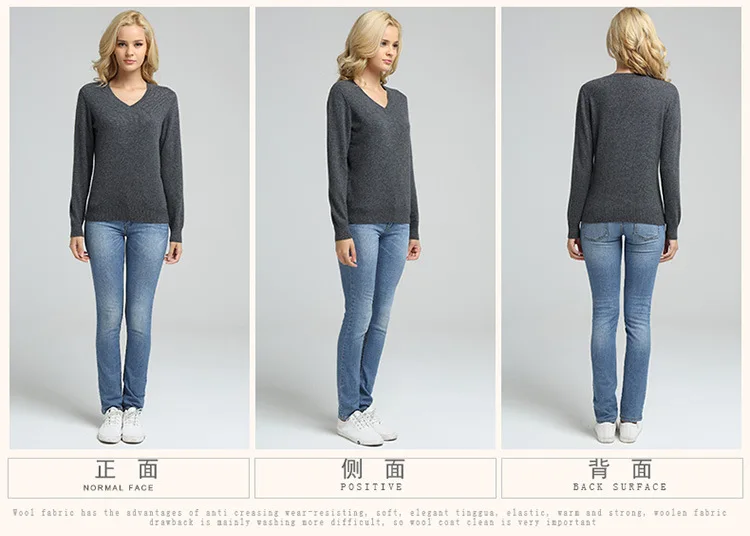 Camisola de Malha Feminina de Manga Comprida com Decote em v de Cashmere Suéter e Pulôver Jveii Mulheres Jumpers Feminino Outono Inverno Magro Ocasional 18 Computers & Electronics