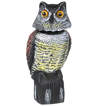 

Large Realistic Owl Decoy w/ Rotating Head Bird Pigeon Crow Scarer Scarecrow, Pack of 4