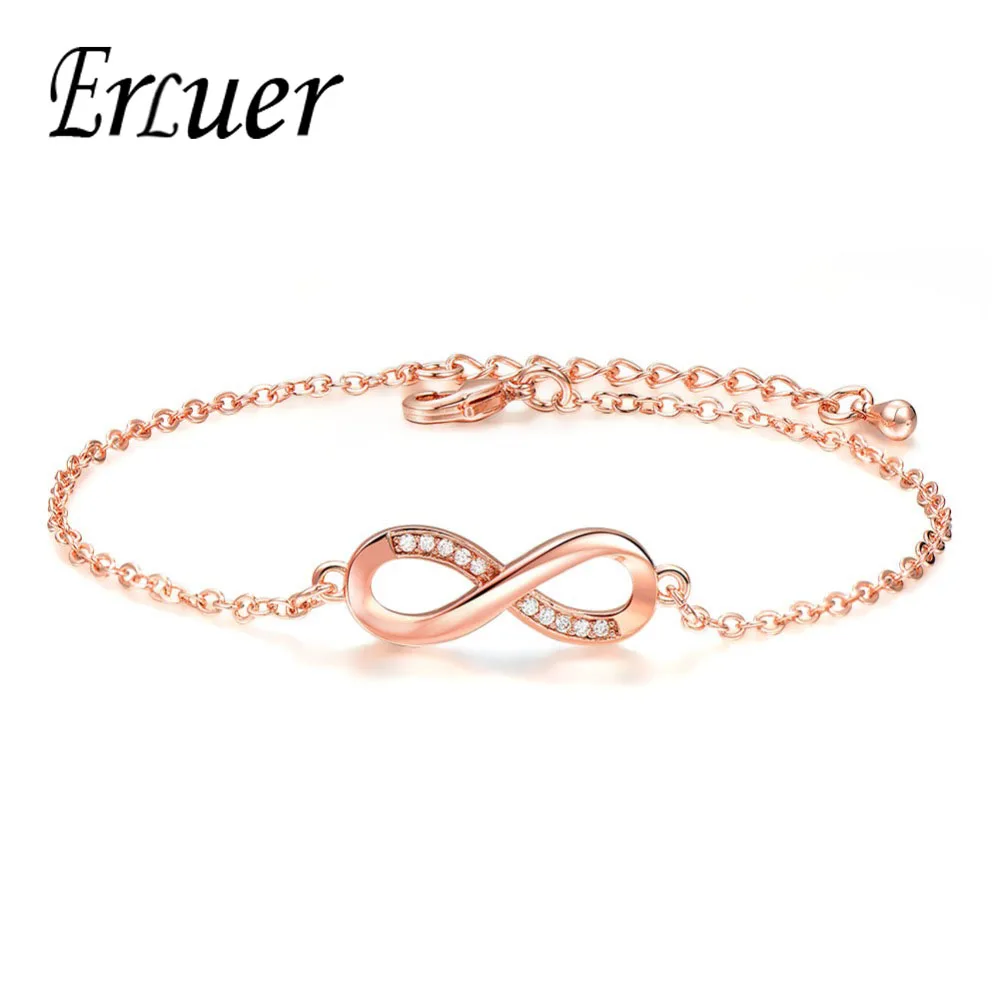 ERLUER 8 модный браслет Простой повседневный очаровательный браслет Медный ювелирный браслет для девочки вечерние или свадебные подарки
