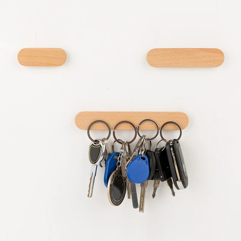 

Wood Key Holder Wall Key Storage Organizer Strong Magnetic Key Rack Magnet Hanger Key Ring Hooks Clerk Housekeeper On The Wall