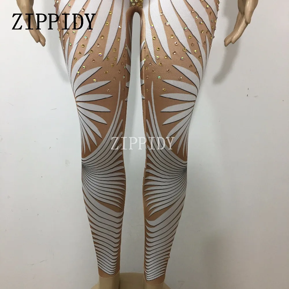 Fashion Sexy Geometric patterns Jumpsuit Sparkly  Bodysuit Stage Wear Women's Celebrate Female Singer  Crystals Costume Outfit